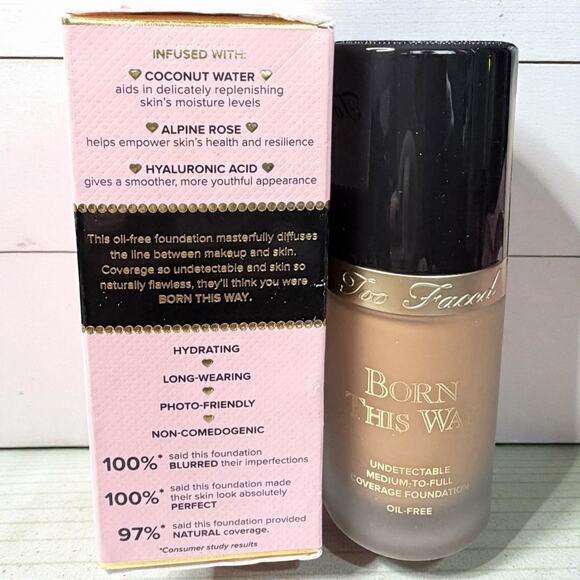 Too Faced Born This Way Foundation, 1 fl oz/ 30ml Caramel NIB - Picture 5 of 8